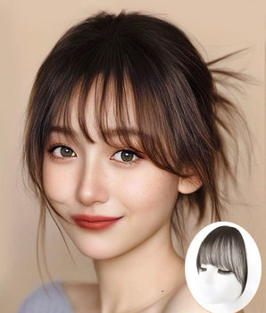 Clip In Fringe Bangs-Medium Grey Reddish Brown